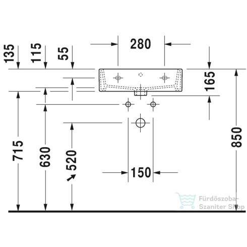 Duravit VERO AIR 50x47 cm-es bútorral aláépíthető mosdó túlfolyó nélkül,2350500041