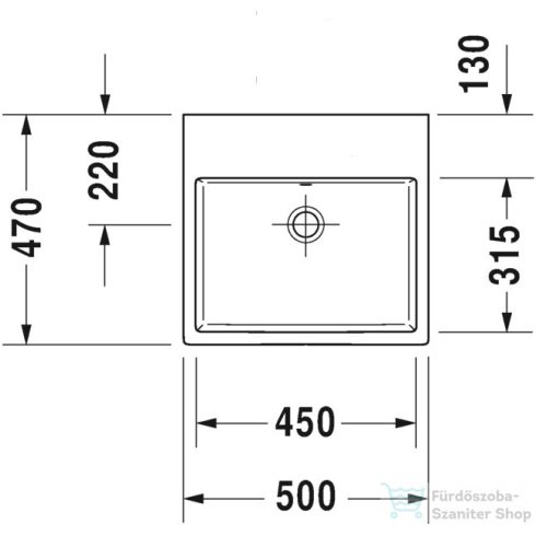 Duravit VERO AIR 50x47 cm-es bútorral aláépíthető mosdó csaplyuk nélkül,Wondergliss bevonattal,23505000601
