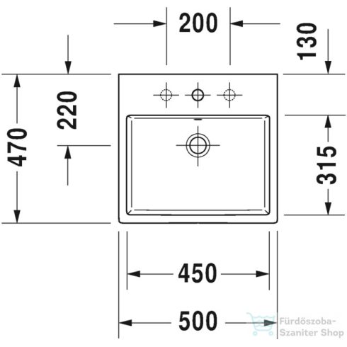 Duravit VERO AIR 50x47 cm-es csiszolt mosdó túlfolyó nélkül,2350500071