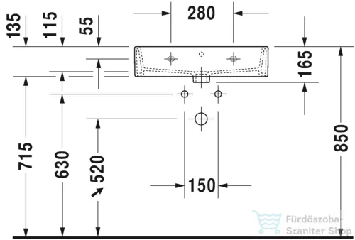 Duravit VERO AIR 60x47 cm-es bútorral aláépíthető mosdó csaplyuk nélkül,2350600060