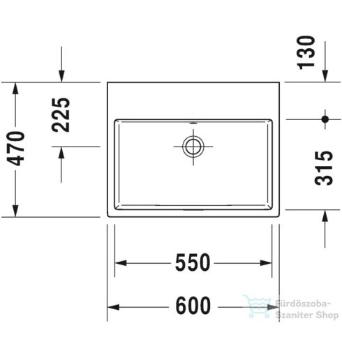 Duravit VERO AIR 60x47 cm-es csiszolt mosdó csaplyuk és túlfolyó nélkül,Wondergliss bevonattal,23506000791