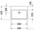 Duravit VERO AIR 60x47 cm-es csiszolt mosdó csaplyuk és túlfolyó nélkül,2350600079