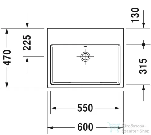 Duravit VERO AIR 60x47 cm-es csiszolt mosdó csaplyuk és túlfolyó nélkül,2350600079