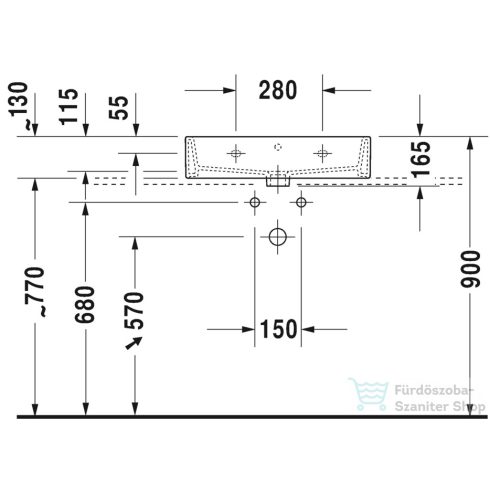 Duravit VERO AIR 60x47 cm-es csiszolt mosdó csaplyuk és túlfolyó nélkül,2350600079