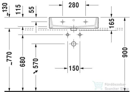 Duravit VERO AIR 60x47 cm-es csiszolt mosdó csaplyuk és túlfolyó nélkül,2350600079