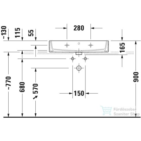 Duravit VERO AIR 70x47 cm-es csiszolt mosdó csaplyuk nélkül,2350700028