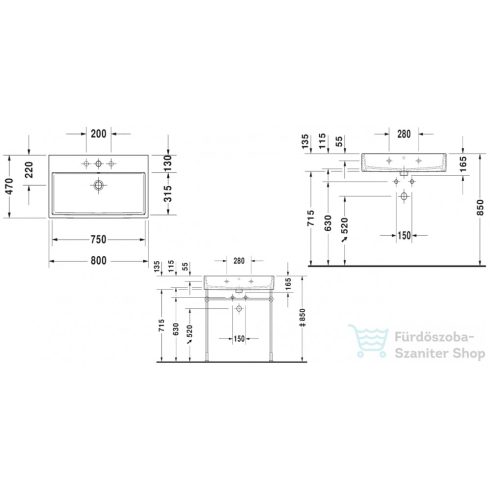 Duravit VERO AIR 80x47 cm-es bútorral aláépíthető mosdó,2350800000