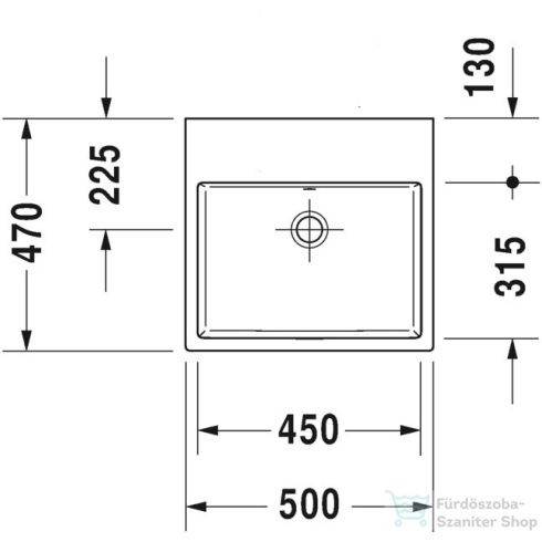 Duravit VERO AIR 50x47 cm-es ráültethető mosdó csaplyuk nélkül,2352500060