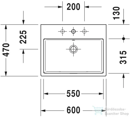 Duravit VERO AIR 60x47 cm-es ráültethető mosdó,2352600000