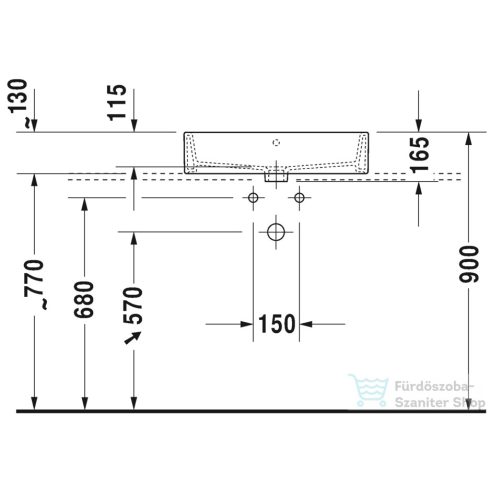 Duravit VERO AIR 60x47 cm-es ráültethető mosdó csaplyuk nélkül,2352600060