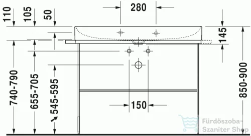 Duravit DuraSquare 100x47 cm mosdó 2353100041 ( 235310 )