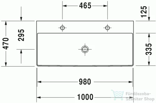 Duravit DuraSquare 100x47 cm-es csiszolt mosdó két csaplyukkal,Wondergliss bevonattal,23531000721