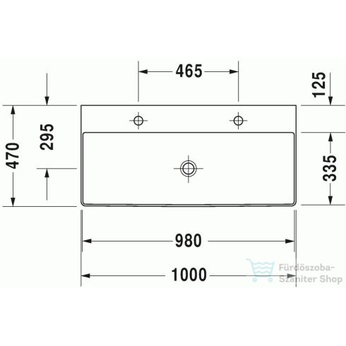 Duravit DuraSquare 100x47 cm mosdó két csaplyukkal, csiszolt 2353100072 ( 235310 )