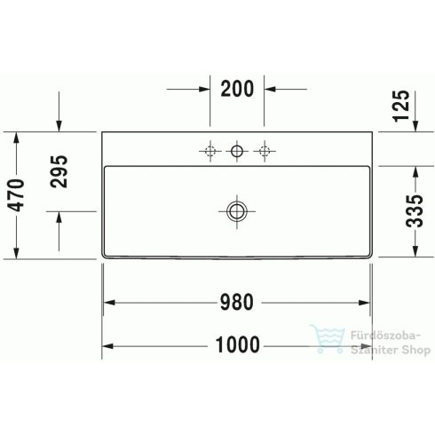Duravit DuraSquare 100x47 cm mosdó csaplyuk nélkül, csiszolt 2353100079 ( 235310 )