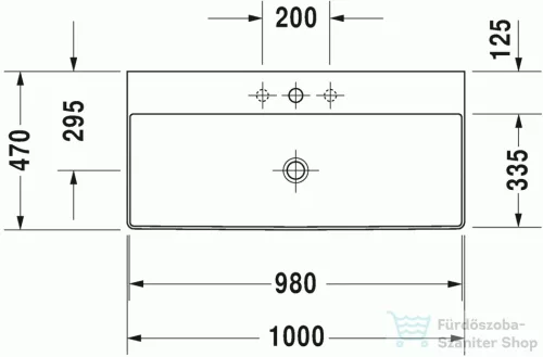 Duravit DuraSquare 100x47 cm mosdó csaplyuk nélkül, csiszolt 2353100079 ( 235310 )