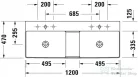 Duravit DURASQUARE 1200x470 mm-es bútorral aláépíthető csiszolt dupla mosdó,2353120071