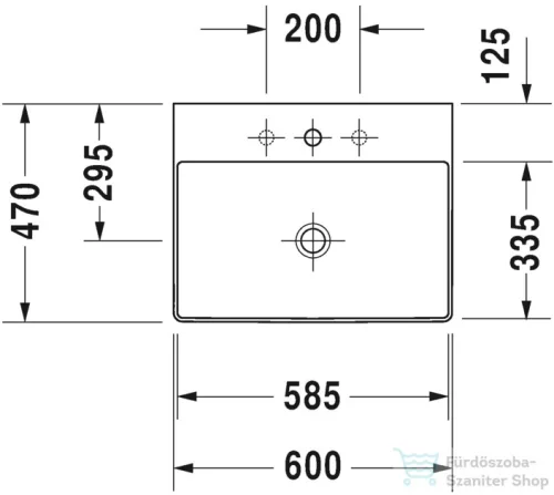 Duravit DURASQUARE 60x47 cm-es bútorral aláépíthető mosdó,2353600041