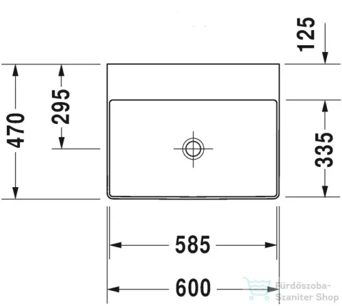 Duravit DURASQUARE 60x47 cm-es bútorral aláépíthető csiszolt mosdó csaplyuk nélkül,Wondergliss bevonattal,23536000791