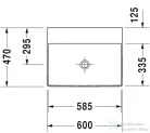 Duravit DURASQUARE 60x47 cm-es bútorral aláépíthető csiszolt mosdó csaplyuk nélkül,2353600079
