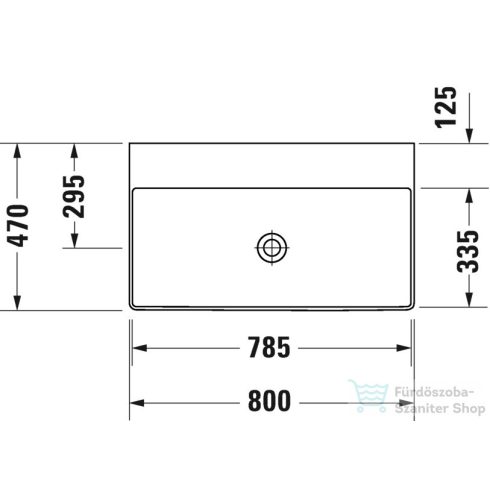 Duravit DURASQUARE 80x47 cm-es bútorral aláépíthető mosdó csaplyuk nélkül,2353800070