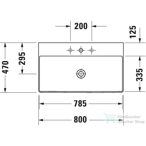 Duravit DURASQUARE 80x47 cm-es bútorral aláépíthető csiszolt mosdó,2353800071