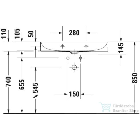 Duravit DURASQUARE 80x47 cm-es bútorral aláépíthető csiszolt mosdó,2353800071