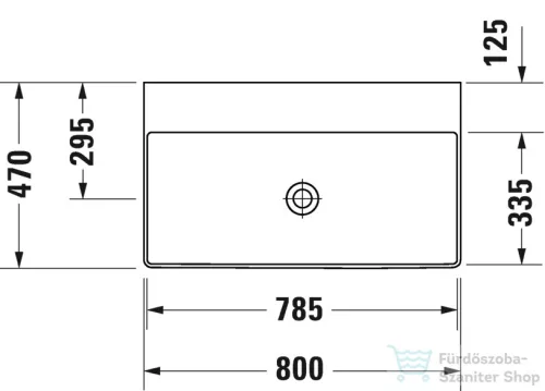 Duravit DURASQUARE 80x47 cm-es bútorral aláépíthető csiszolt mosdó csaplyuk nélkül,2353800079