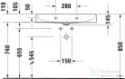 Duravit DURASQUARE 80x47 cm-es bútorral aláépíthető csiszolt mosdó csaplyuk nélkül,2353800079