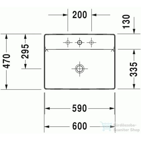 Duravit DuraSquare 60x47 cm ráültethető mosdó 2354600041 ( 235460 )