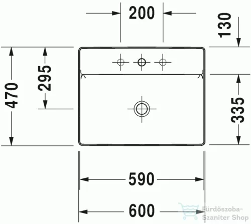 Duravit DuraSquare 60x47 cm ráültethető mosdó 2354600041 ( 235460 )
