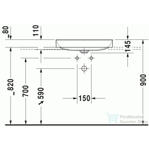 Duravit DuraSquare 60x47 cm ráültethető mosdó 2354600041 ( 235460 )