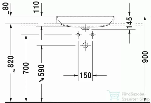 Duravit DuraSquare 60x47 cm ráültethető mosdó 2354600041 ( 235460 )