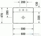 Duravit DuraSquare 60x47 cm ráültethető mosdó csaplyuk nélkül 2354600070 ( 235460 )