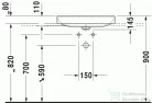 Duravit DuraSquare 60x47 cm ráültethető mosdó csaplyuk nélkül 2354600070 ( 235460 )