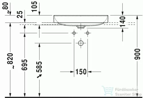 Duravit DuraSquare 60x34,5 cm ráültethető mosdó 2355600000 ( 235560 )