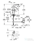 Grohe EUROSTYLE L magasított mosdó csaptelep automata leeresztővel,Króm 23569003
