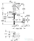 Grohe Wave L magasított mosdó csaptelep automata leeresztővel,Króm 23584001