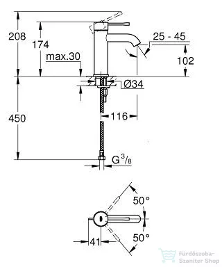 Grohe ESSENCE mosdó csaptelep leeresztő nélkül,Cool Sunrise 23590GL1