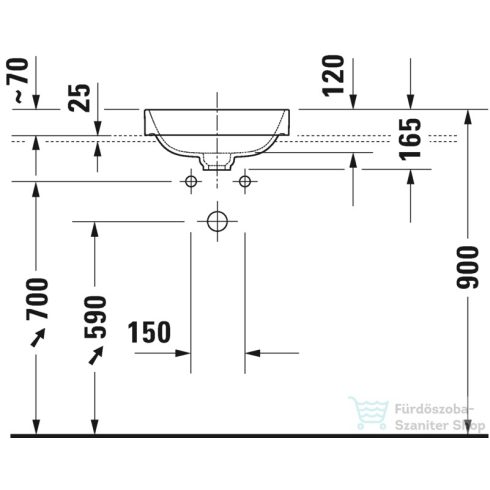 Duravit HAPPY D.2 PLUS 40x40 cm-es ráültethető csiszolt mosdó,fehér/antracit matt,2359406100