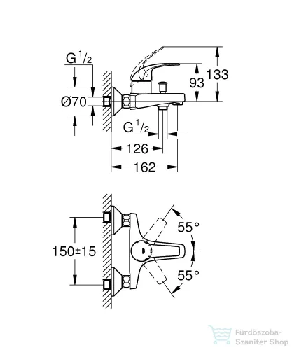 Grohe BAUCURVE kádtöltő csaptelep,króm 23599000