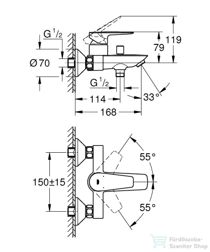 Grohe BauEdge egykaros kádcsaptelep, króm 23604001