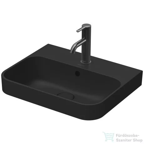 Duravit HAPPY D.2 PLUS 50x40 cm-es ráültethető csiszolt mosdó Wondergliss bevonattal,antracit matt 23605013001