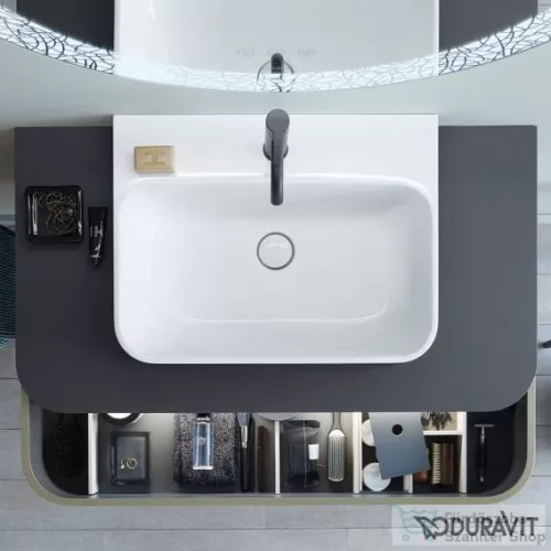 Duravit HAPPY D.2 PLUS 50x40 cm-es ráültethető csiszolt mosdó Wondergliss bevonattal,fehér/antracit matt 23605061001
