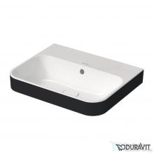   Duravit HAPPY D.2 PLUS 50x40 cm-es ráültethető csiszolt mosdó csaplyuk nélkül,fehér/antracit matt 2360506160