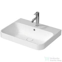   Duravit HAPPY D.2 PLUS 60x46 cm-es ráültethető csiszolt mosdó, kerámia fedelű click-clack leeresztővel, fehér 2360600000