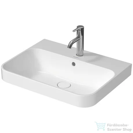 Duravit HAPPY D.2 PLUS 60x46 cm-es ráültethető csiszolt mosdó, kerámia fedelű click-clack leeresztővel, fehér 2360600000
