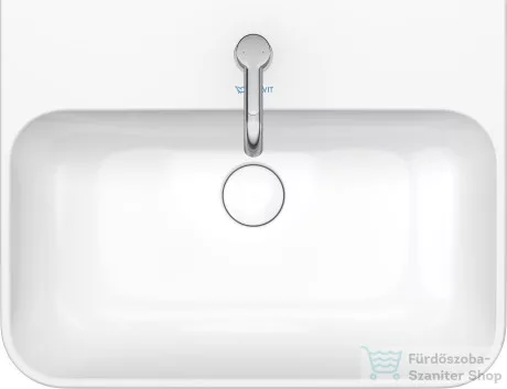 Duravit HAPPY D.2 PLUS 60x46 cm-es ráültethető csiszolt mosdó, kerámia fedelű click-clack leeresztővel, fehér 2360600000