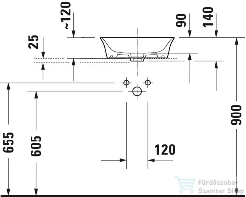 Duravit WHITE TULIP 43 cm pultra ültethető mosdó kerámia fedeles leeresztővel,Wondergliss bevonattal, 23624300791