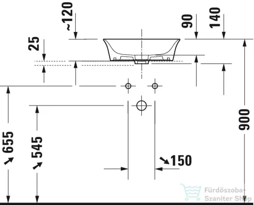 Duravit WHITE TULIP 43 cm pultra ültethető mosdó kerámia fedeles leeresztővel,2362430079