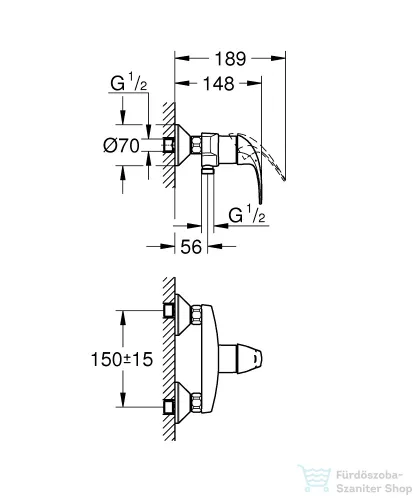 Grohe BAUCURVE zuhany csaptelep,króm 23631000